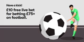 £10 Free Live Bet for Betting £75+ on Football