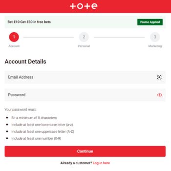 Tote registration screenshot