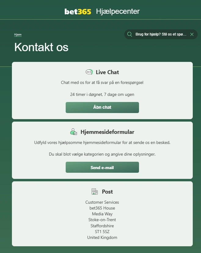 bet365 kontakt
