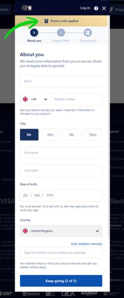 Promo Code automatically applied