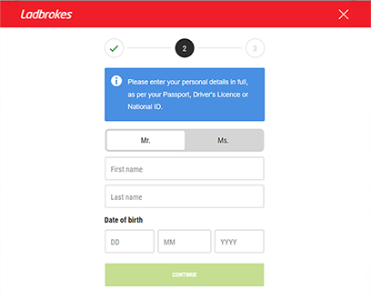 Ladbrokes Promo Code Entry Screen