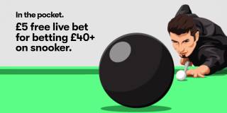 £5 Free Live Bet for Betting £40+ on Snooker
