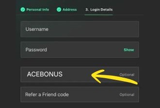 Screenshot showing where the bet365 bonus code is applied