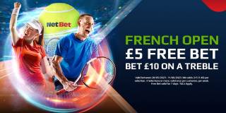 £5 Free Bet When You Place a £10 Treble on the French Open