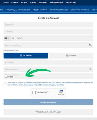 Betfred Registration Page
