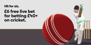 £6 Free Live Bet for betting £40+ on Cricket