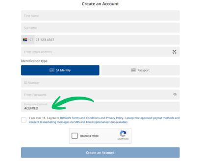 Betfred Registration Page