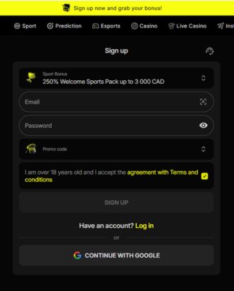 Parimatch Registration Form - How to sign up