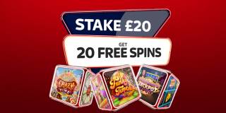 Stake £20 & Get 20 Free Spins