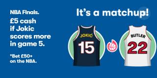 £5 cash if Nikola Jokic scores more than Jimmy Butler in the NBA Finals 