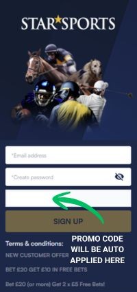 Screenshot of the landing page showing Star Sports promo code