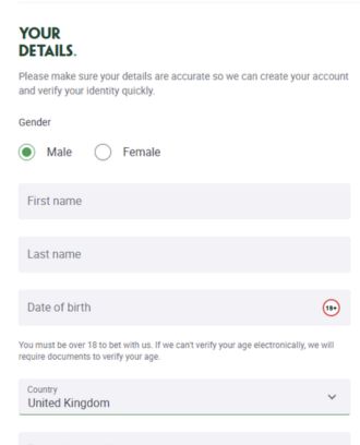 Screenshot showing users how to register with Paddy Power