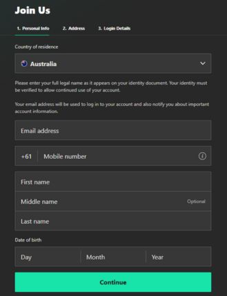 bet365 registration screenshot