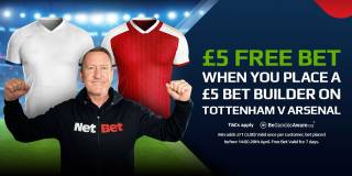 £5 Free Bet When You Place a £5 Bet Builder on Tottenham v Arsenal