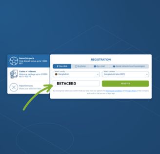 1xBet registration page