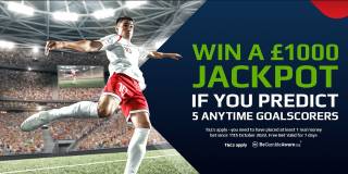£1,000 Jackpot for Predicting 5 Anytime Goalscorers